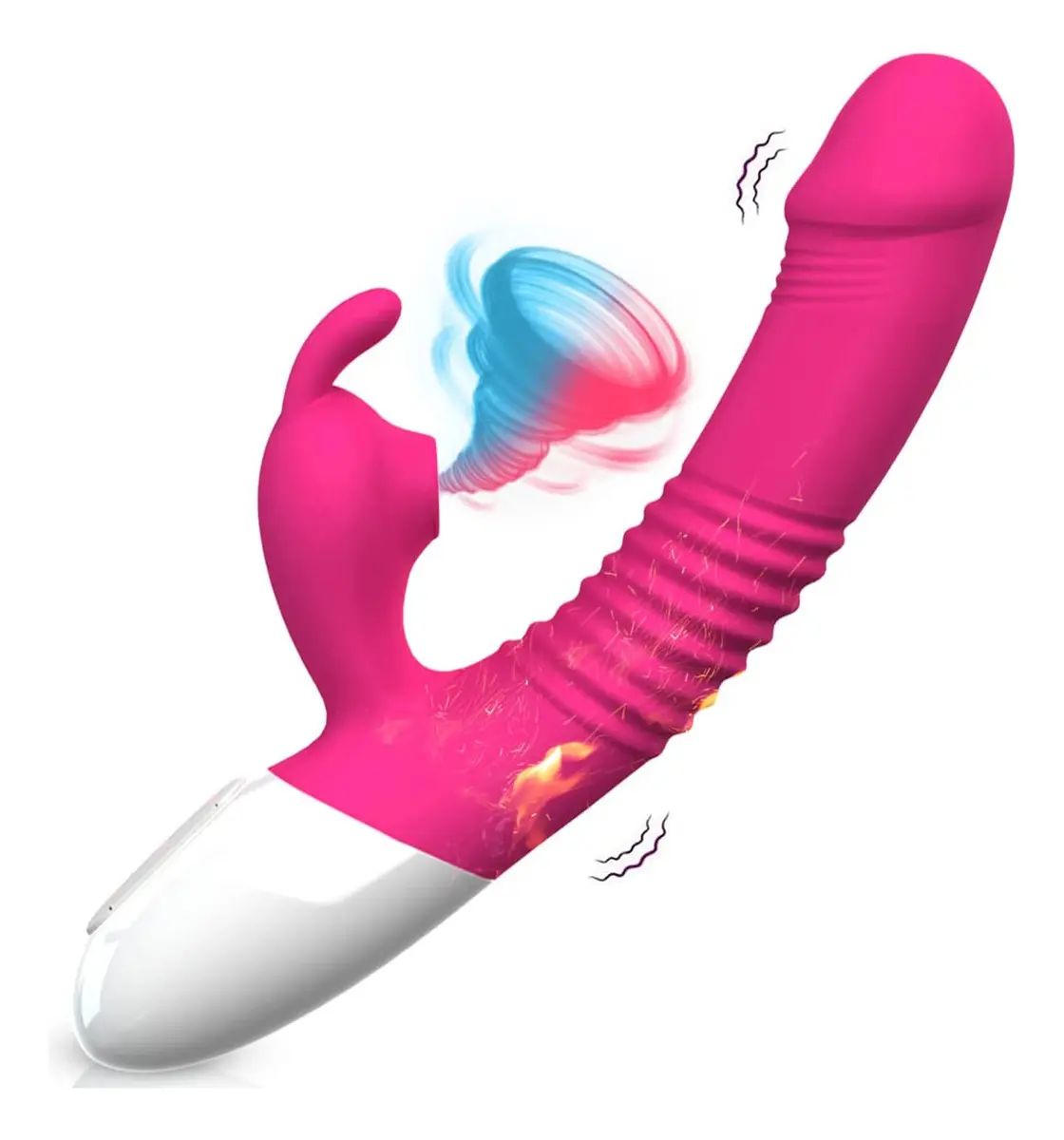 Consolador Vibrador Con Calor Y Succionador De Clítoris Conejito