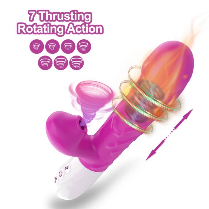 Consolador Vibrador Con Calor Y Succionador De Clítoris Morado
